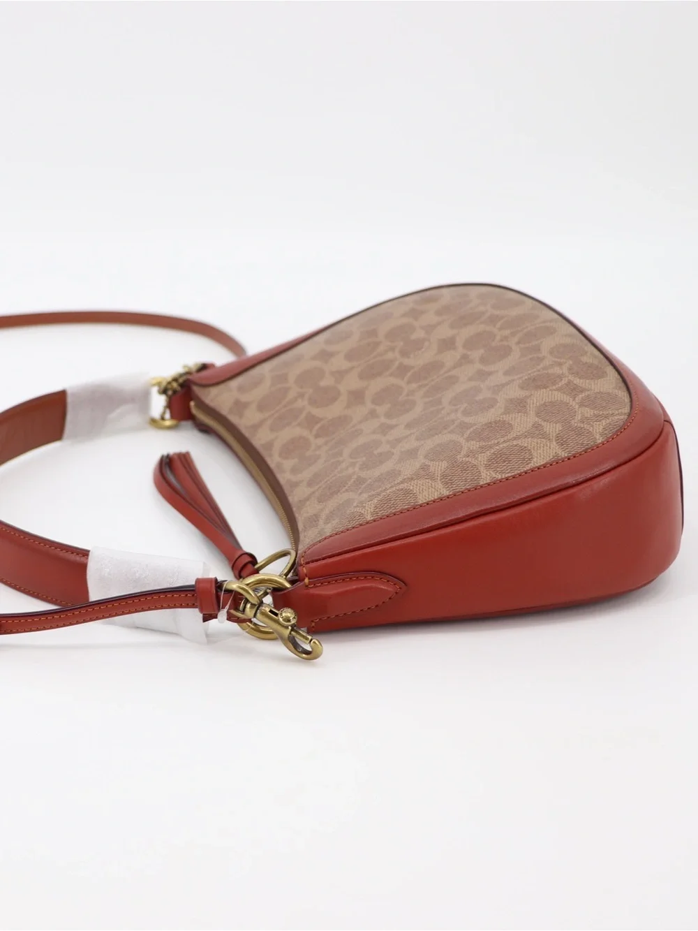 New Coach Signature Sutton Crossbody Shoulder Bag Tan Rust Authentic